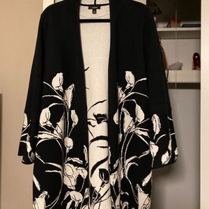 Black floral long cardigan